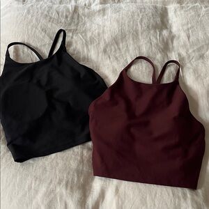 Black and Burgundy Strappy Workout Tanks